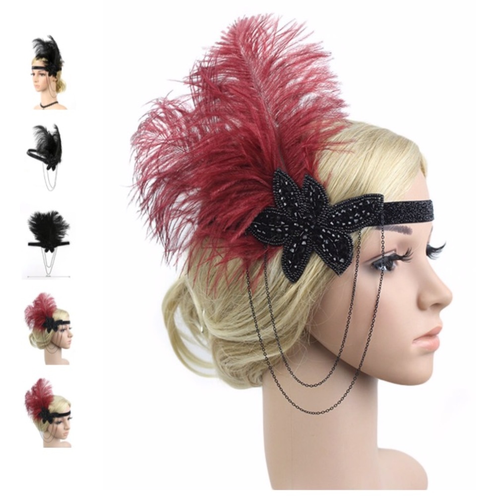 NWT 1920s Feather Elastic Headband